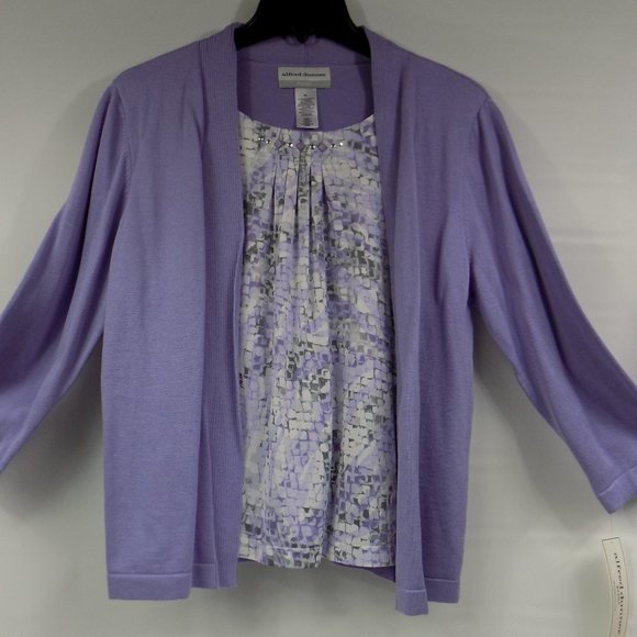 Alfred Dunner Sweaters - Alfred Dunner Violet/Plum Color Sweater With Faux Inside Top Size Petite L NWT